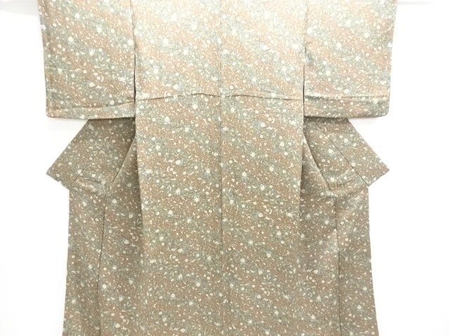 JAPANESE KIMONO / KOMON / CHIRIMEN / DYES / FLORAL ARABESQUE